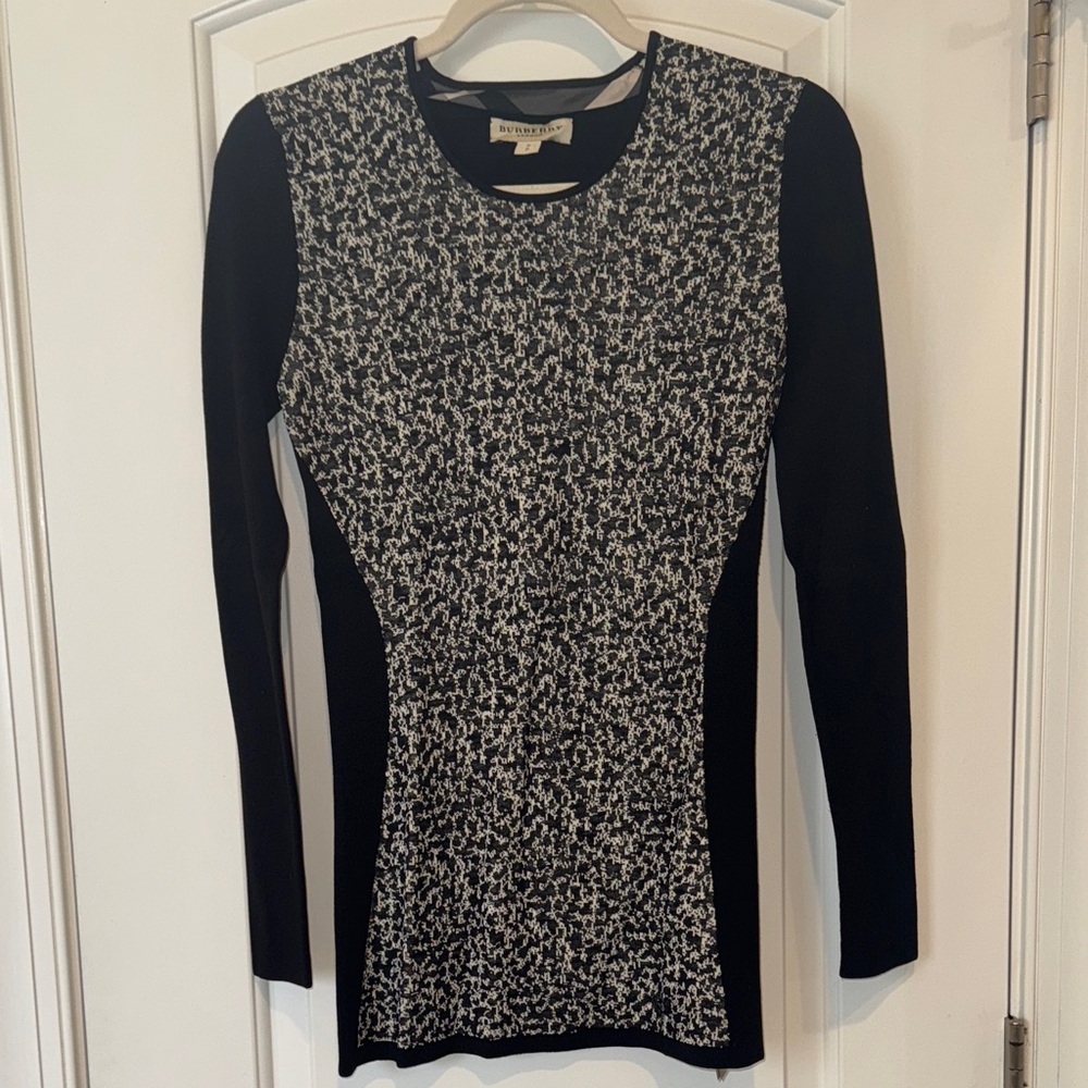 Burberry Black and White Crew Neck Sweater